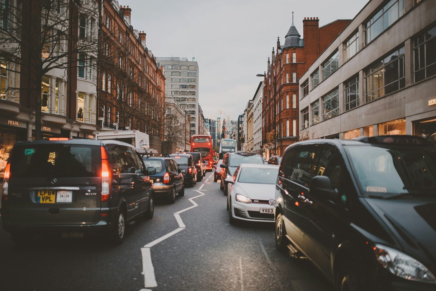Urban traffic in London during busy hours